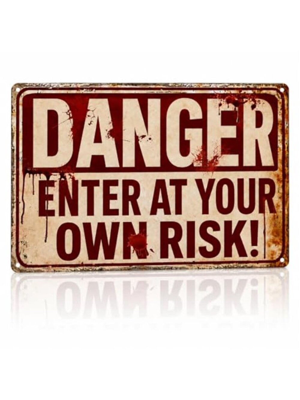 Spooky Enter At Your Own Risk Metal Sign for Halloween Party Decor